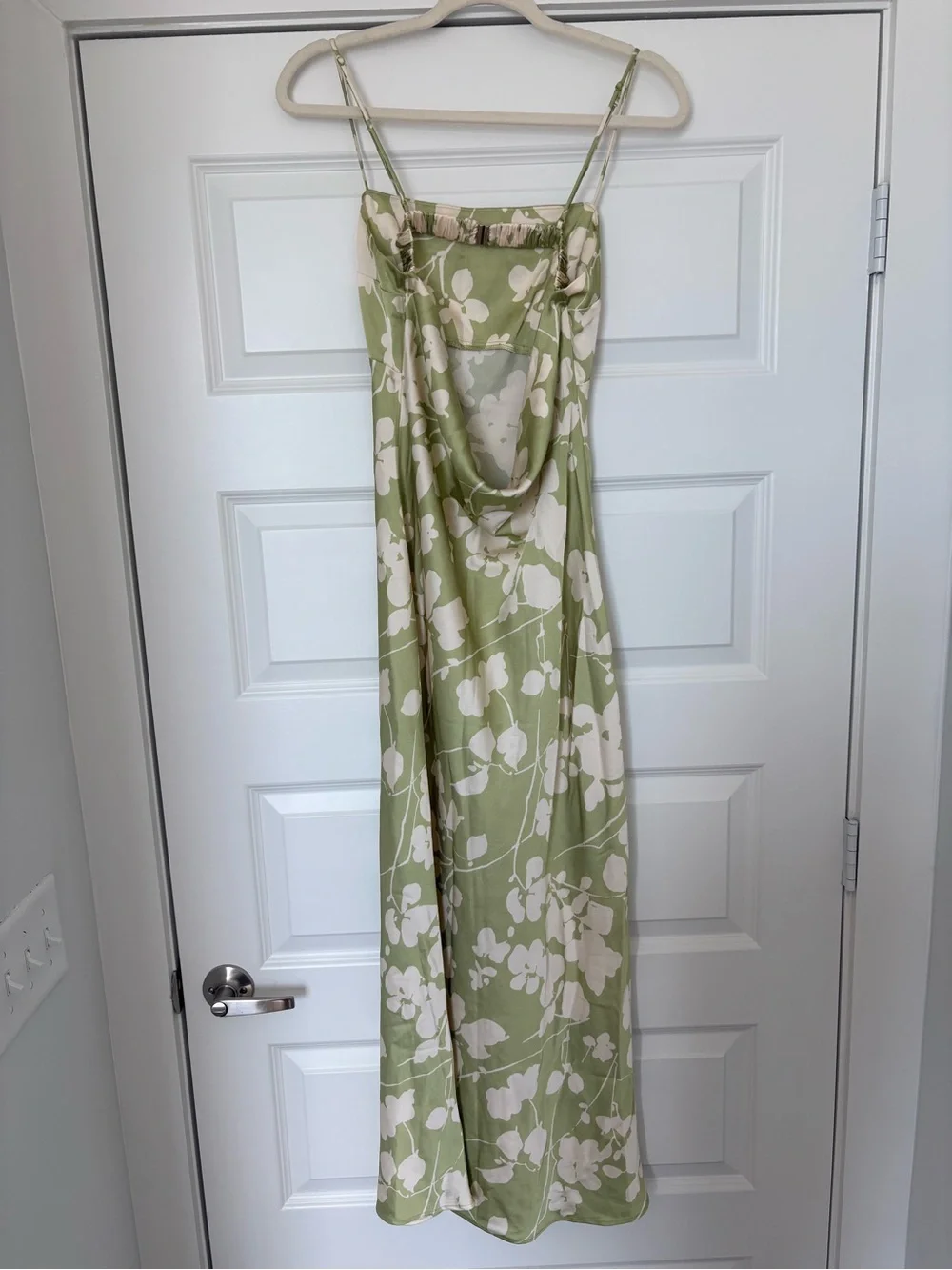 Abercrombie Green Floral Slip Dress with Cream Blossom Print